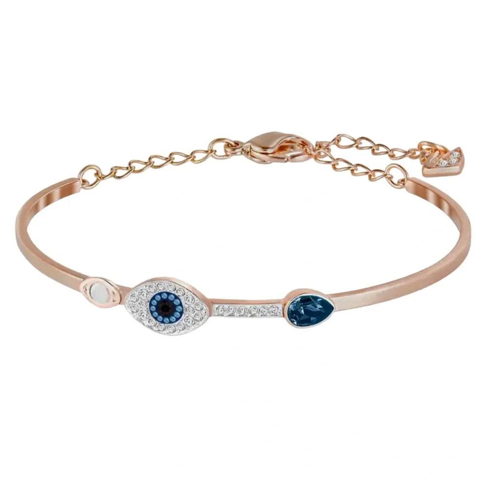 SWAROVSKI • Rose Gold Symbolica Bangle Evil Eye Bracelet